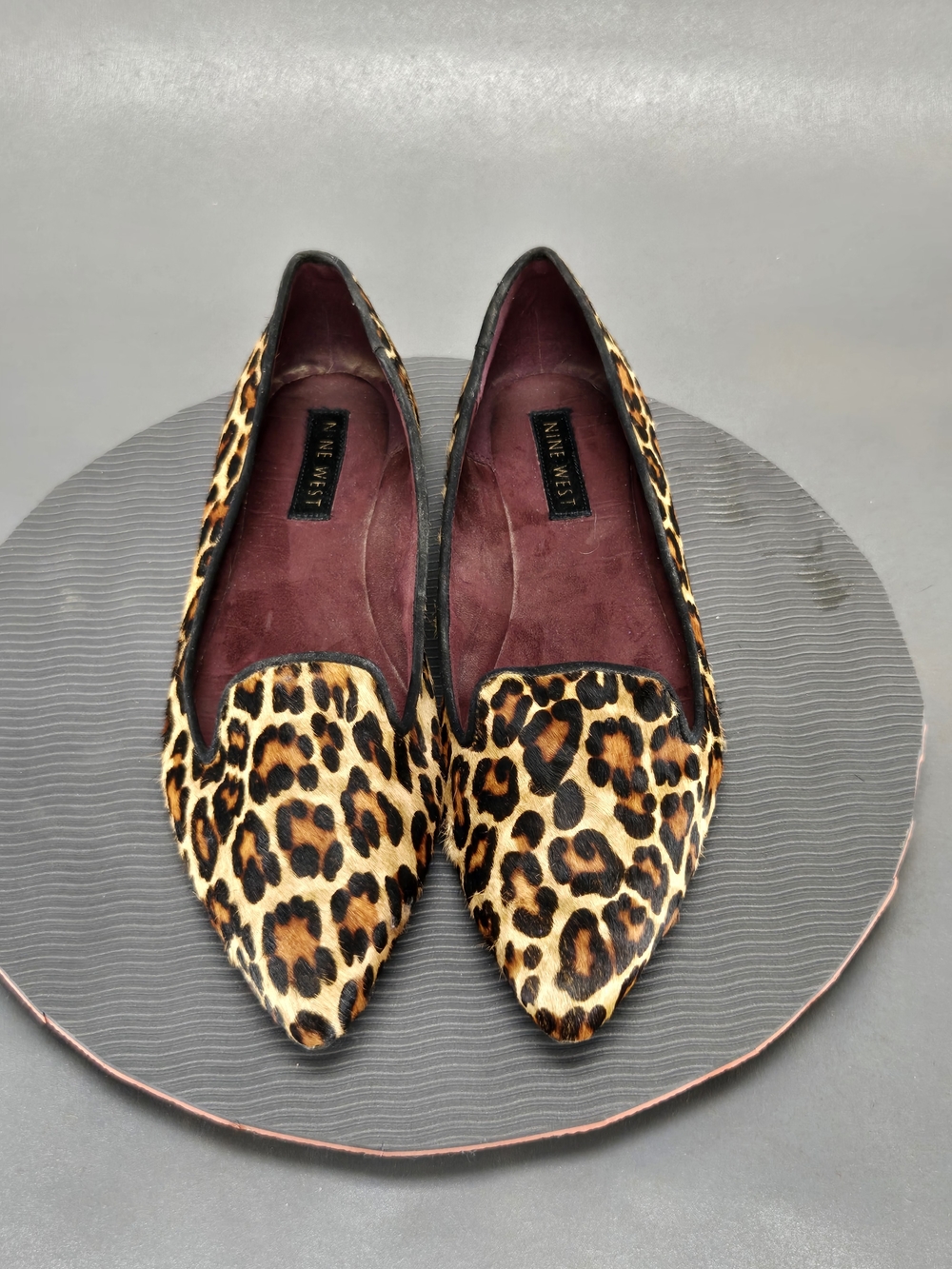 Nine West Leopard-Print Pointed Flats - Black & Brown